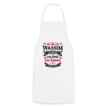 WASSIM UN NOM UNE FIERTÉ AUCUN RIVAL - Tablier de cuisine - blanc - Devant - AI Model Male 185 dark (185cm)