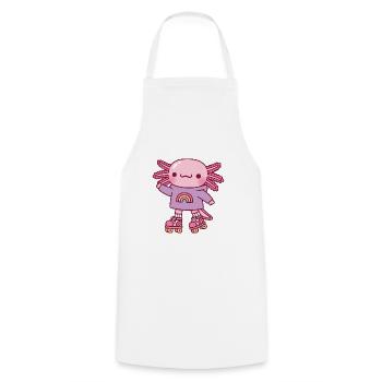Süßer Axolotl mit Hoodie und Rollschuhen - Kochschürze - Weiß - Vorne - AI Model Male 185 dark (185cm)