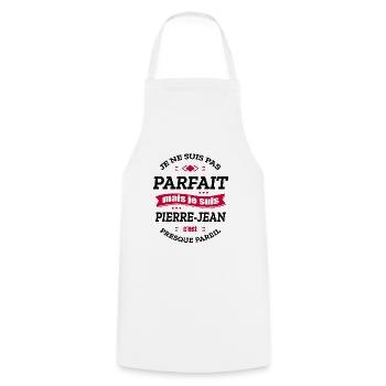 PIERRE-JEAN PARFAIT - PRENOM PIERRE-JEAN - Tablier de cuisine - blanc - Devant - AI Model Male 185 dark (185cm)