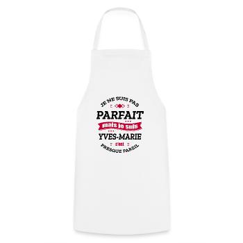 YVES-MARIE PARFAIT - PRENOM YVES-MARIE - Tablier de cuisine - blanc - Devant - AI Model Male 185 dark (185cm)