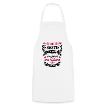 SÉBASTIEN UN NOM UNE FIERTÉ AUCUN RIVAL - Tablier de cuisine - blanc - Devant - AI Model Male 185 dark (185cm)