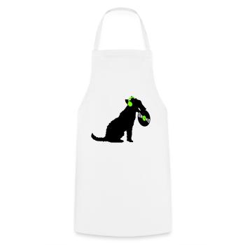 Hund DJ Musik Auflegen Club Disko Schallplatte Fun - Kochschürze - Weiß - Vorne - AI Model Male 185 dark (185cm)