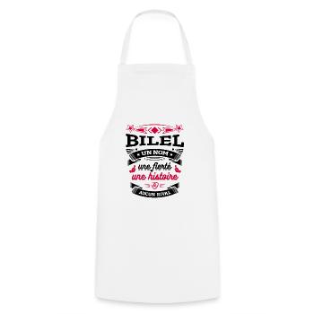 BILEL UN NOM UNE FIERTÉ AUCUN RIVAL - Tablier de cuisine - blanc - Devant - AI Model Male 185 dark (185cm)