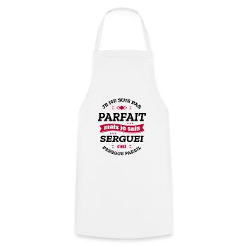 SERGUEI PARFAIT - PRENOM SERGUEI - Tablier de cuisine - blanc - Devant - AI Model Male 185 dark (185cm)