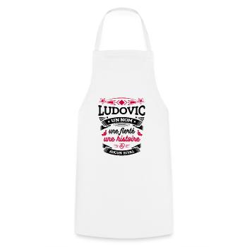 LUDOVIC UN NOM UNE FIERTÉ AUCUN RIVAL - Tablier de cuisine - blanc - Devant - AI Model Male 185 dark (185cm)