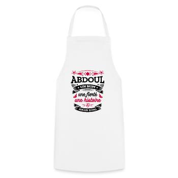 ABDOUL UN NOM UNE FIERTÉ AUCUN RIVAL - Tablier de cuisine - blanc - Devant - AI Model Male 185 dark (185cm)