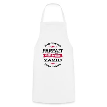 YAZID PARFAIT - PRENOM YAZID - Tablier de cuisine - blanc - Devant - AI Model Male 185 dark (185cm)