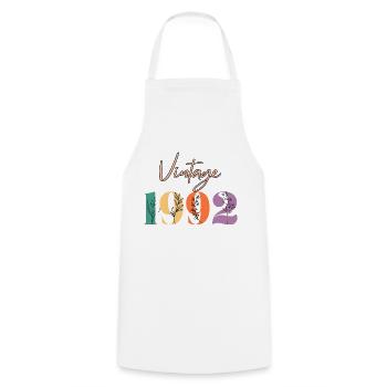 Vintage 1992 Floral - Cooking Apron - white - Front - AI Model Male 185 dark (185cm)