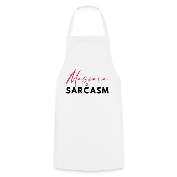 Mascara & Sarkasmus – Hot Girl Energy Lustiges Zitat -K - Kochschürze - Weiß - Vorne - AI Model Male 185 dark (185cm)