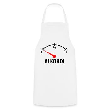 Alkohol Tacho - nüchtern - Kochschürze - Weiß - Vorne - AI Model Male 185 dark (185cm)