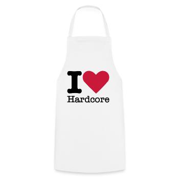 I Love Hardcore - Kochschürze - Weiß - Vorne - AI Model Male 185 dark (185cm)