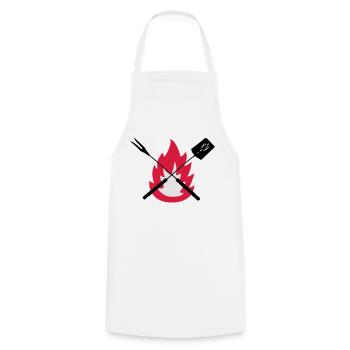 bbq cook tools fire on BBQ best gift idea - Cooking Apron - white - Front - AI Model Male 185 dark (185cm)