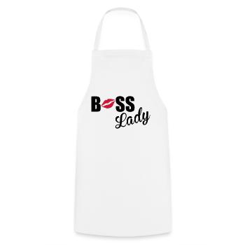 Boss Lady - Cooking Apron - white - Front - AI Model Male 185 dark (185cm)