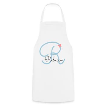 Rebecca surname first name - Cooking Apron - white - Front - AI Model Male 185 dark (185cm)
