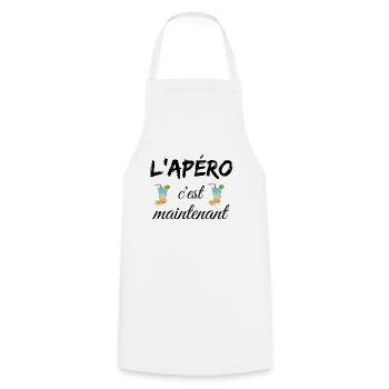 L'apéro c'est maintenant - Tablier de cuisine - blanc - Devant - AI Model Male 185 dark (185cm)