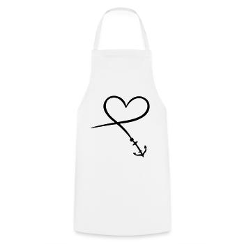 Coeur Symbole Ancre - Tablier de cuisine - blanc - Devant - AI Model Male 185 dark (185cm)