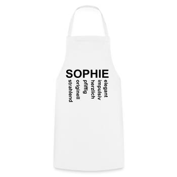 Sophie - Ein ganz spezielles Design nur für Sophie - Kochschürze - Weiß - Vorne - AI Model Male 185 dark (185cm)