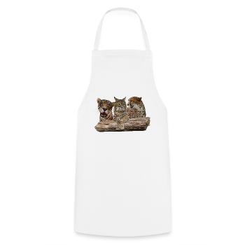 Lynx, Jaguar and Cheetah - Cooking Apron - white - Front - AI Model Male 185 dark (185cm)