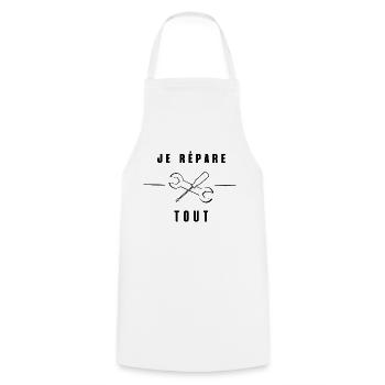 Je répare tout - Tablier de cuisine - blanc - Devant - AI Model Male 185 dark (185cm)