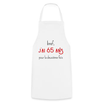 bref j'ai un 65 ans pour la deuxième fois - Tablier de cuisine - blanc - Devant - AI Model Male 185 dark (185cm)