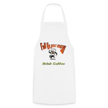 ''Full up your Energy, drink coffee'' By Bousso - Kochschürze - Weiß - Vorne - AI Model Male 185 dark (185cm)