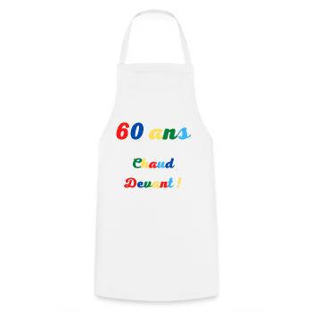 60 ans chaud devant! - Tablier de cuisine - blanc - Devant - AI Model Male 185 dark (185cm)