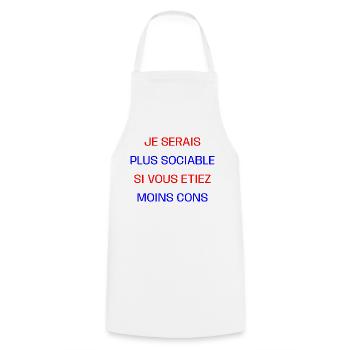 je serais plus sociable - Tablier de cuisine - blanc - Devant - AI Model Male 185 dark (185cm)