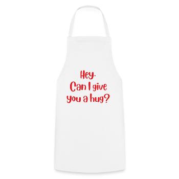 hey can i give you a hug? - Cooking Apron - white - Front - AI Model Male 185 dark (185cm)