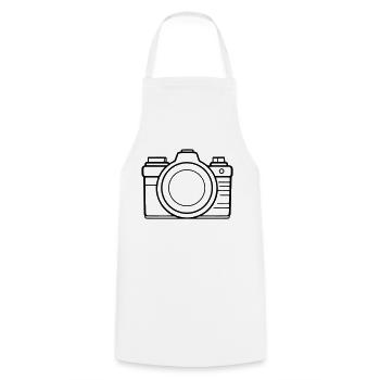 Appareil photo, Appareil photo vintage, Ancien appareil photo, Ancien - Tablier de cuisine - blanc - Devant - AI Model Male 185 dark (185cm)