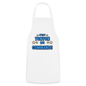 C'est tonton qui commande - Tablier de cuisine - blanc - Devant - AI Model Male 185 dark (185cm)