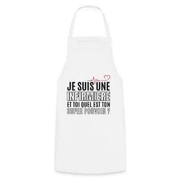 Infirmière super pouvoir humour infirmiere cadeau - Tablier de cuisine - blanc - Devant - AI Model Male 185 dark (185cm)