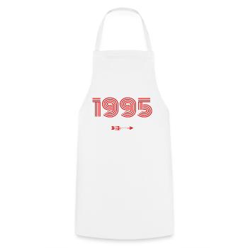 Born in 1995 - Cooking Apron - white - Front - AI Model Male 185 dark (185cm)