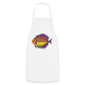Poisson - Tablier de cuisine - blanc - Devant - AI Model Male 185 dark (185cm)