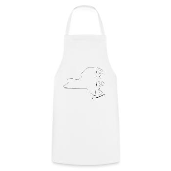 New York (United States) | Map | Shadow Script - Cooking Apron - white - Front - AI Model Male 185 dark (185cm)