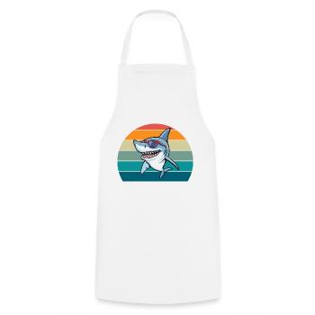 Shark Retro - Cooking Apron - white - Front - AI Model Male 185 dark (185cm)