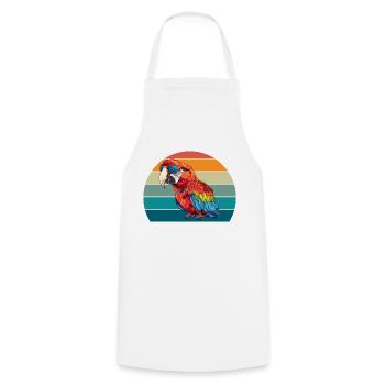 Papagei Retro Vogel Sommer - Kochschürze - Weiß - Vorne - AI Model Male 185 dark (185cm)