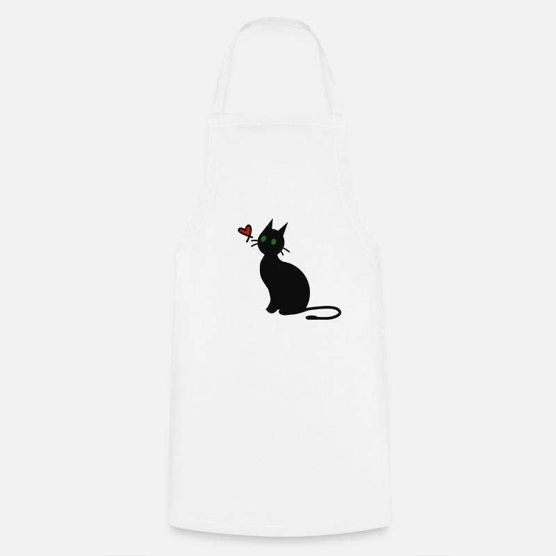 Schwarze Katze - Kochschürze - Weiß