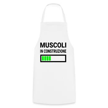 Muscoli in construzione gift for bodybuilders - Cooking Apron - white - Front - AI Model Male 185 dark (185cm)