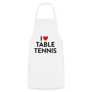 I love Table Tennis Tischtennis - Cooking Apron - white - Front - AI Model Male 185 dark (185cm)