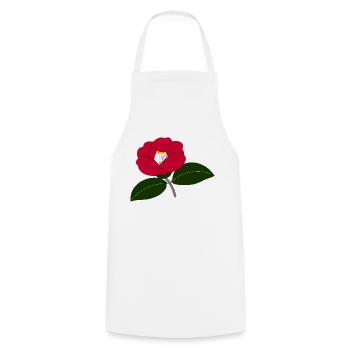 Rote Kamelienblüte Illustration2 - Kochschürze - Weiß - Vorne - AI Model Male 185 dark (185cm)