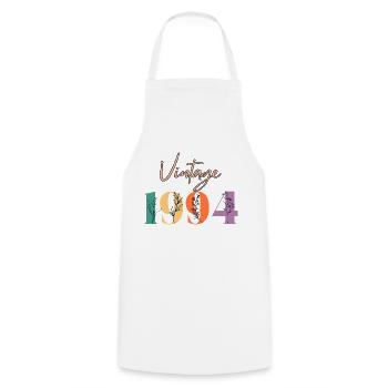 Vintage 1994 florale - Tablier de cuisine - blanc - Devant - AI Model Male 185 dark (185cm)