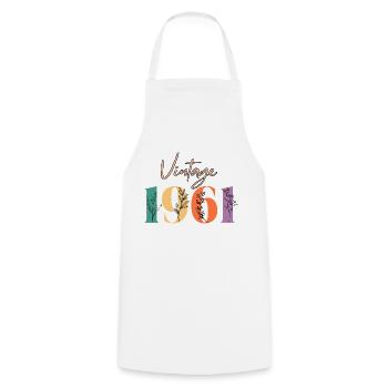 Vintage 1961 florale - Tablier de cuisine - blanc - Devant - AI Model Male 185 dark (185cm)