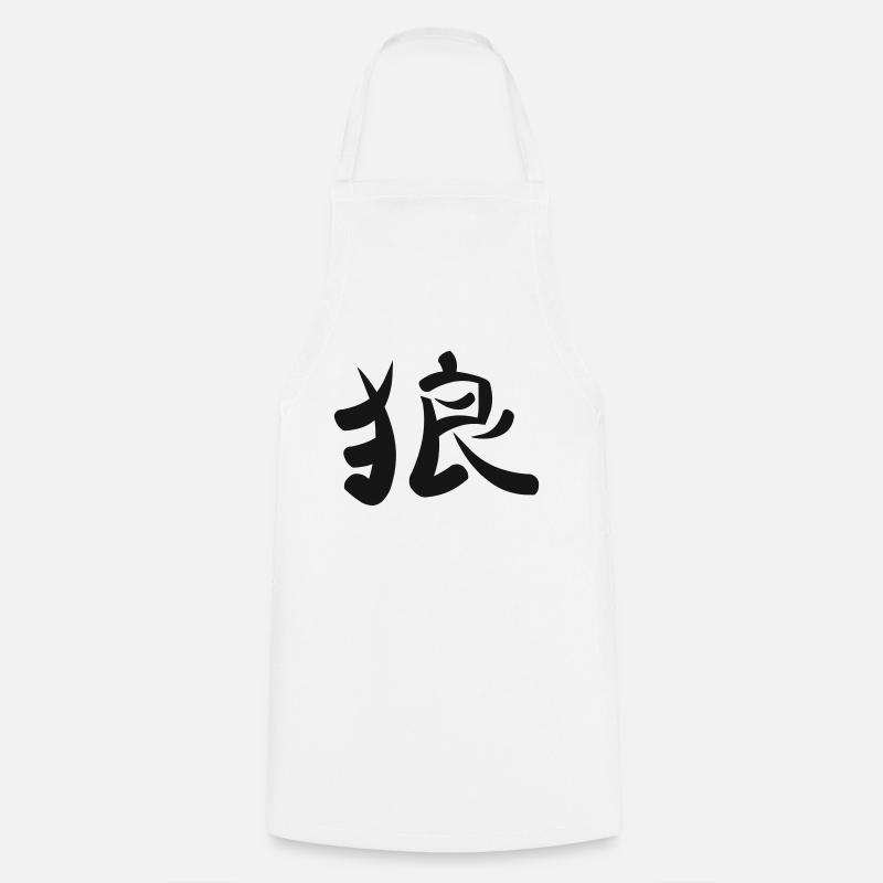 Kanji - Wolf - Kochschürze - Weiß