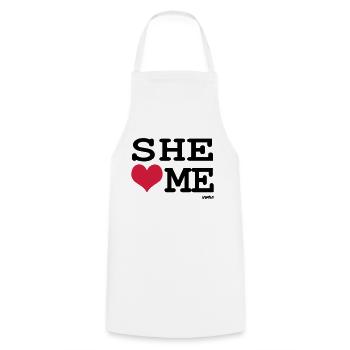 elle m'aime par wam - Tablier de cuisine - blanc - Devant - AI Model Male 185 dark (185cm)