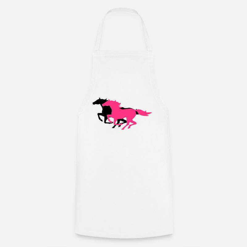 running horses - Cooking Apron - white