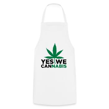 Oui, nous le cannabis! - Tablier de cuisine - blanc - Devant - AI Model Male 185 dark (185cm)