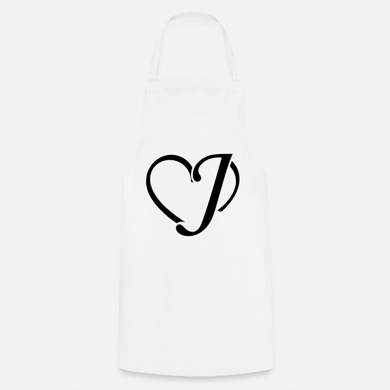 lettre coeur J - Tablier de cuisine - blanc