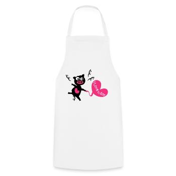 I Love U, too. Black piggy - Cooking Apron - white - Front - AI Model Male 185 dark (185cm)