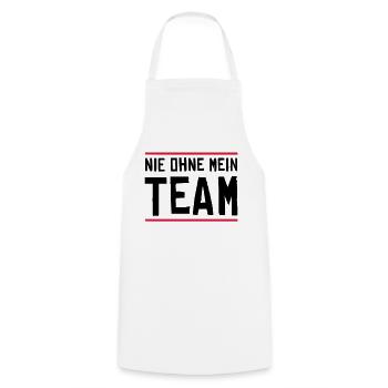 nie ohne mein team - Kochschürze - Weiß - Vorne - AI Model Male 185 dark (185cm)