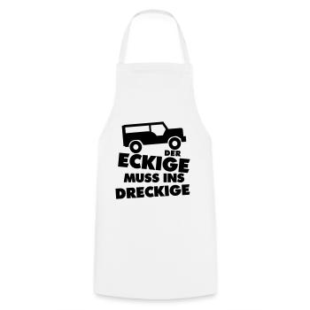 Der Eckige Muss Ins Dreckige - Geländewagen - Kochschürze - Weiß - Vorne - AI Model Male 185 dark (185cm)